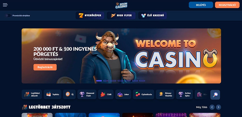 100-ingyen-pörgetés-Bison-Casino